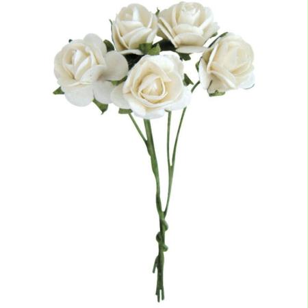 Fleur en papier rose blanche x10