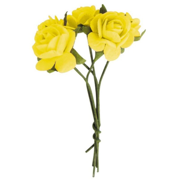 Fleur en papier rose jaune x10 - Photo n°1