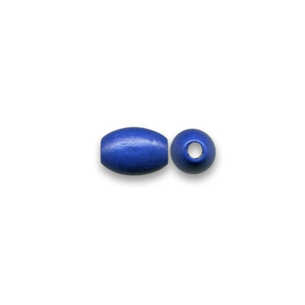 Perle en bois olive 16x10 mm bleu x10 - Photo n°1