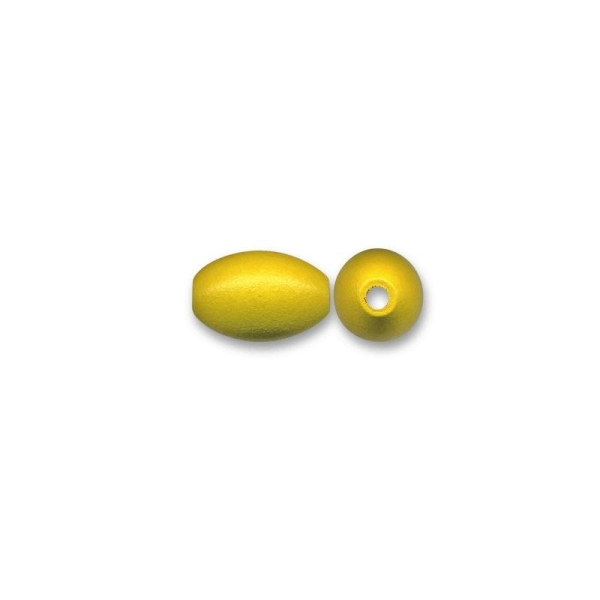 Perle en bois olive 16x10 mm jaune x10 - Photo n°1