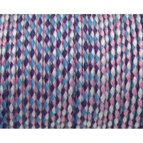 6m Cordon Polyester Tressé 1,5mm Violet, Bleu, Rose Et Blanc - Cordelette Tressé - Photo n°1