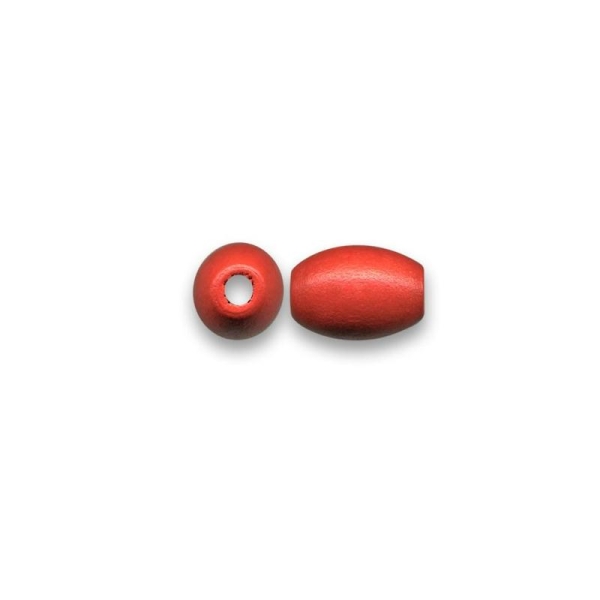 Perle en bois olive 16x10 mm rouge x10 - Photo n°1