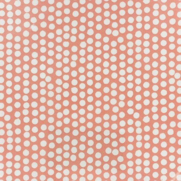 Tissu coton enduit Fryett's orange à pois blanc - Photo n°1