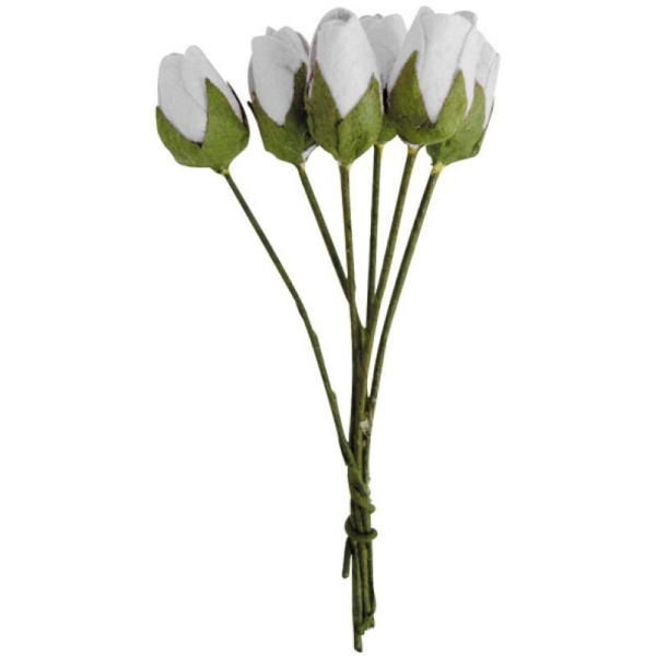 Fleur en papier bouton de rose blanc x18 - Photo n°1