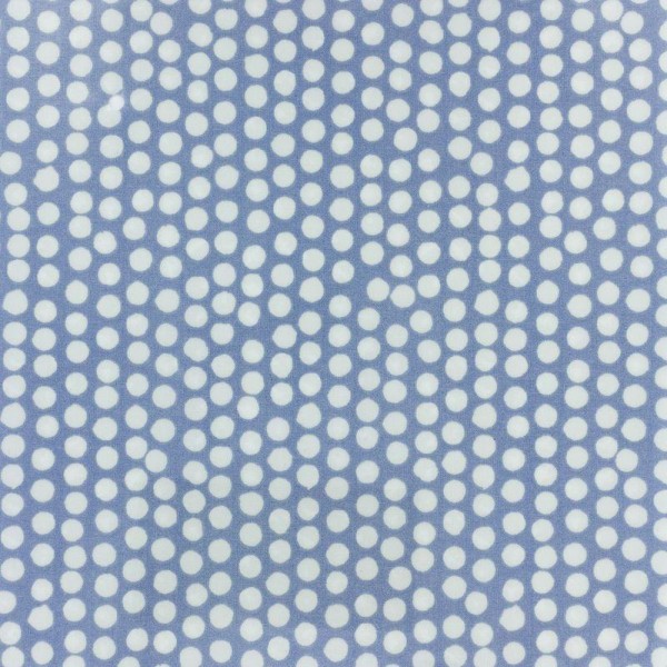 Tissu coton enduit bleu à pois blanc - Photo n°1
