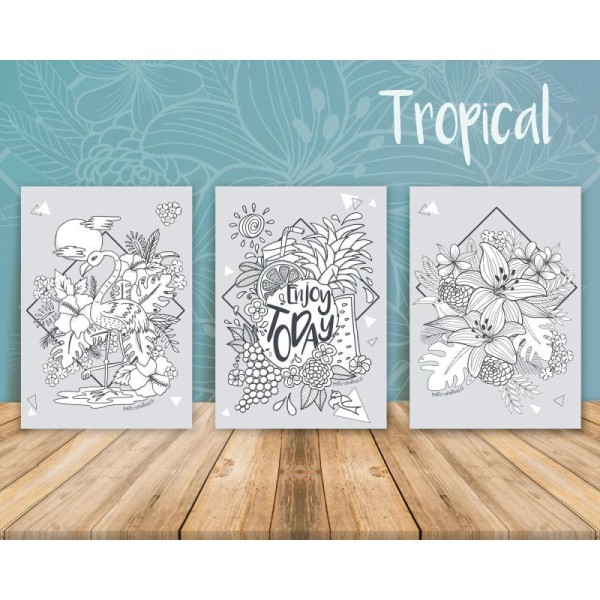 Pack affiches Tropical à colorier - Photo n°3