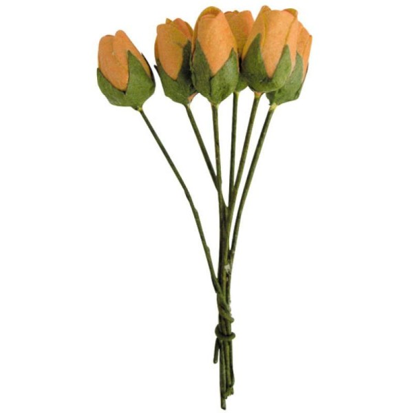 Fleur en papier bouton de rose orange x18 - Photo n°1