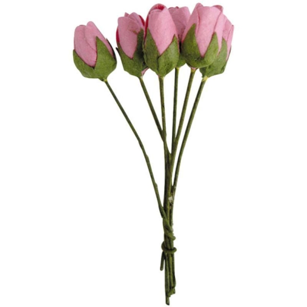 Fleur en papier bouton de rose rose pale x18 - Photo n°1