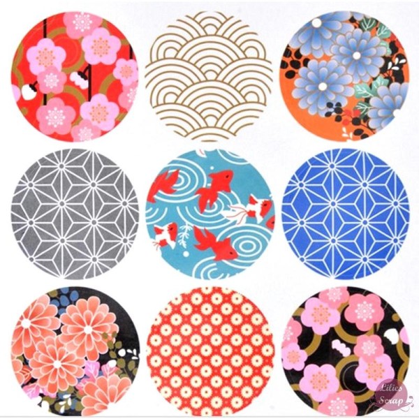 36 Stickers labels ronds motif japonais - Photo n°1