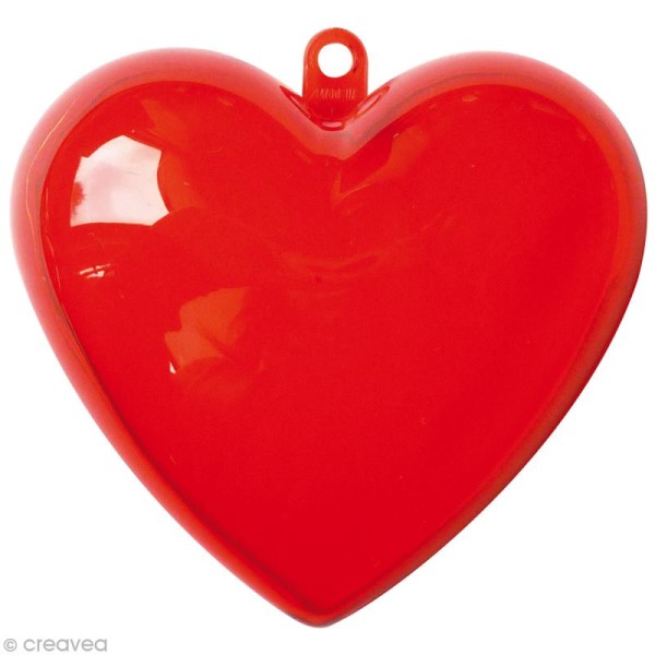 Coeur plastique cristal rouge 8 cm - Photo n°1