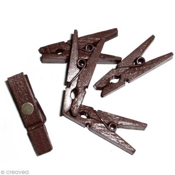 Pince à linge magnétique unie Marron chocolat x 8 - Photo n°1