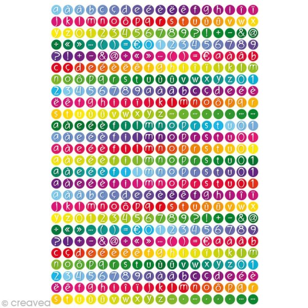 Gommettes autocollantes Alphabet multicolore x 594 - Photo n°2