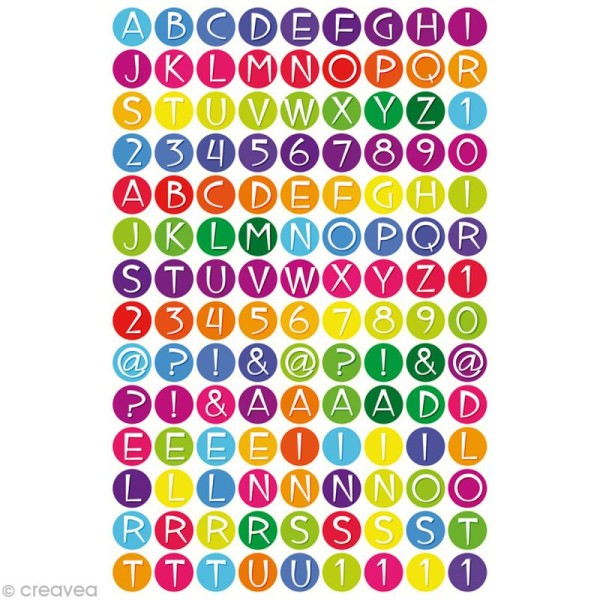 Gommettes autocollantes Alphabet multicolore x 594 - Photo n°3