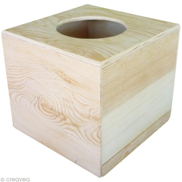 Boite à mouchoir cube en bois 12,5 cm - Photo n°1