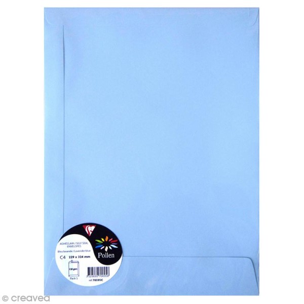 Enveloppe Pollen 229 x 324 - 120 g - Bleu lavande - 5 pcs - Photo n°1