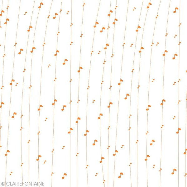 Papier de soie Clairefontaine Musique - Notes de musique oranges - 50 x 70 cm - 4 pcs - Photo n°1