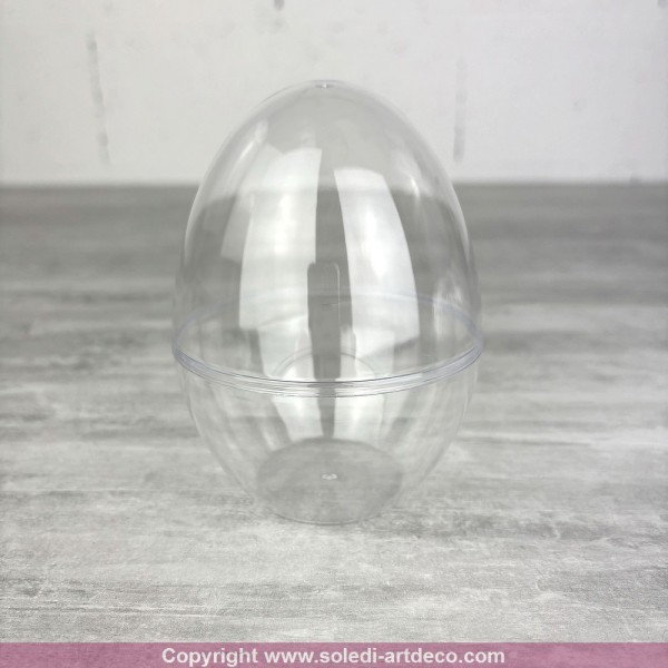 Oeuf en plastique transparent séparable, 12 cm, fond plat, Contenant sécable au centre, pâques - Photo n°2