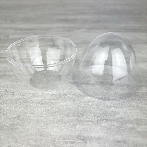 Oeuf en plastique transparent séparable, 12 cm, fond plat, Contenant sécable au centre, pâques - Photo n°3