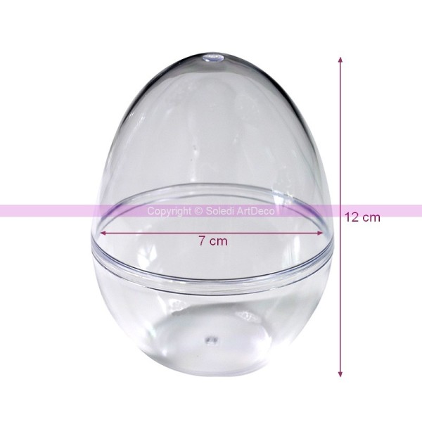 Oeuf en plastique transparent séparable, 12 cm, fond plat, Contenant sécable au centre, pâques - Photo n°4