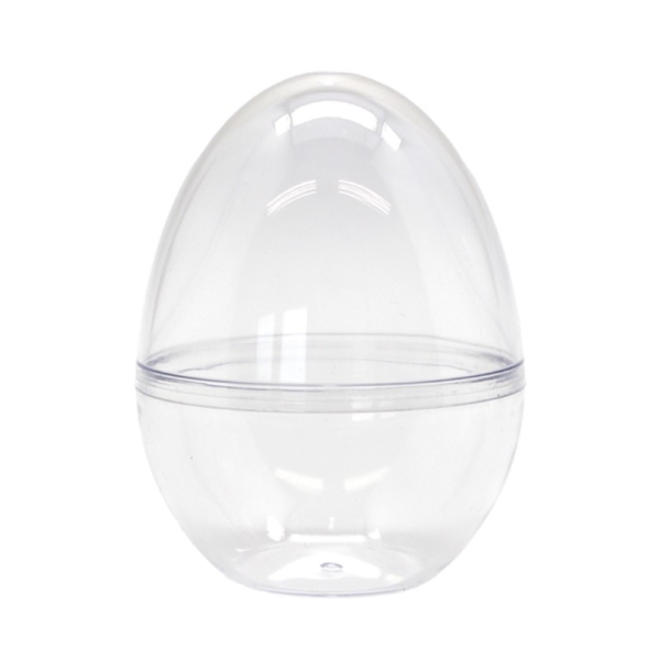 Oeuf en plastique transparent séparable, 12 cm, fond plat, Contenant sécable au centre, pâques - Photo n°1
