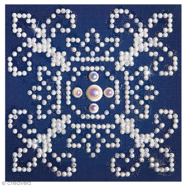 Petit Kit broderie Diamond painting - Diamond Dotz - Motif blanc sur bleu - 10,2 x 10,2 cm - Photo n°1