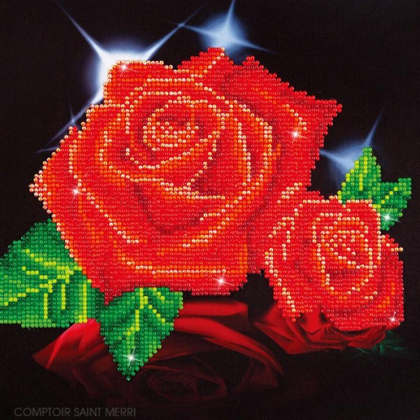 Kit broderie Diamond painting - Diamond Dotz - Roses rouges - 35,5 x 27,9 cm - Photo n°2