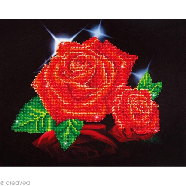 Kit broderie Diamond painting - Diamond Dotz - Roses rouges - 35,5 x 27,9 cm - Photo n°1