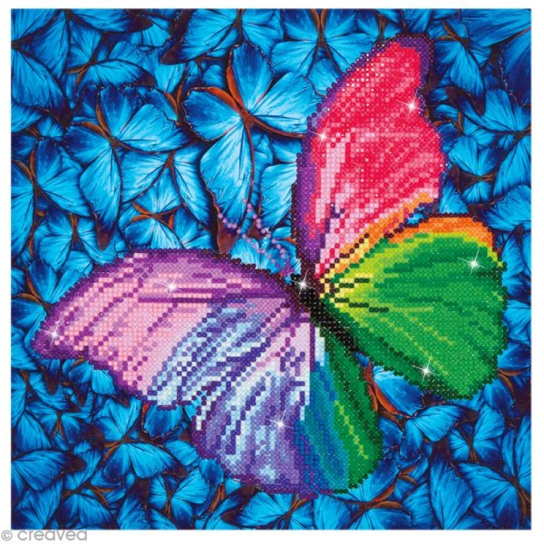 Kit broderie Diamond painting - Diamond Dotz - Papillon multicolore - 30,5 x 30,5 cm - Photo n°1