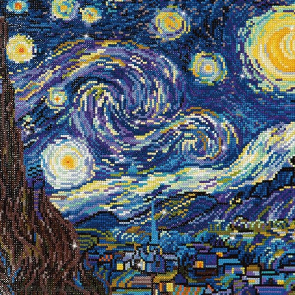 Grand Kit broderie Diamond painting - Diamond Dotz - La nuit étoilée (Van Gogh) - 50,8 x 40,6 cm - Photo n°2