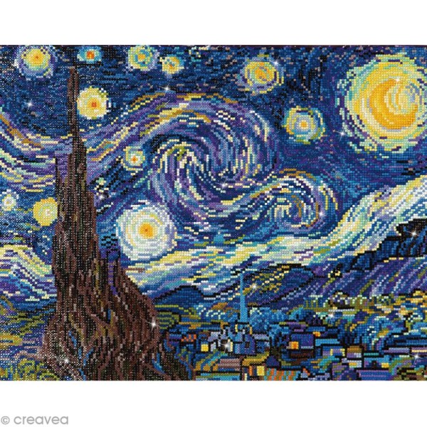Grand Kit broderie Diamond painting - Diamond Dotz - La nuit étoilée (Van Gogh) - 50,8 x 40,6 cm - Photo n°1