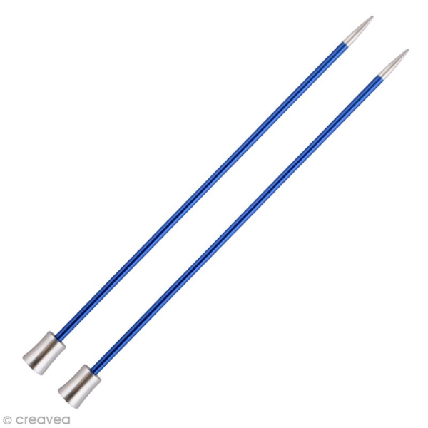 Aiguille à tricoter Aluminium coloré 40 cm - N°4 - Bleu - 1 paire - Photo n°1