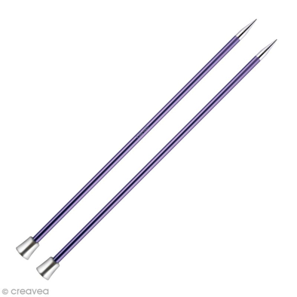 Aiguille à tricoter Aluminium coloré 40 cm - N°7 - Violet - 1 paire - Photo n°1