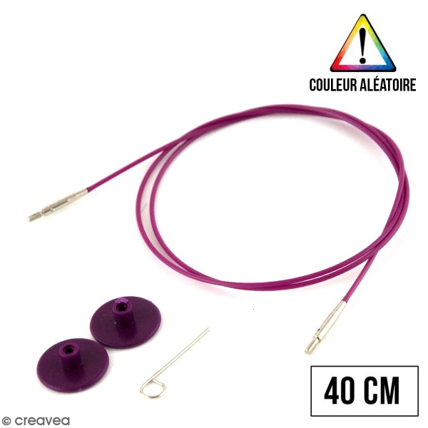 Câble pour aiguille interchangeable - Noir ou Violet - n°20 - 40 cm - Photo n°2