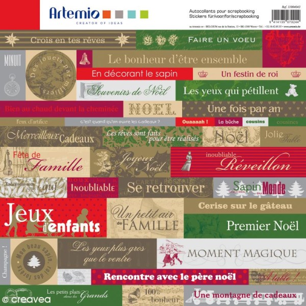 Stickers Noël Classique x 45 - 1 planche 30,5 x 30,5 cm - Photo n°1