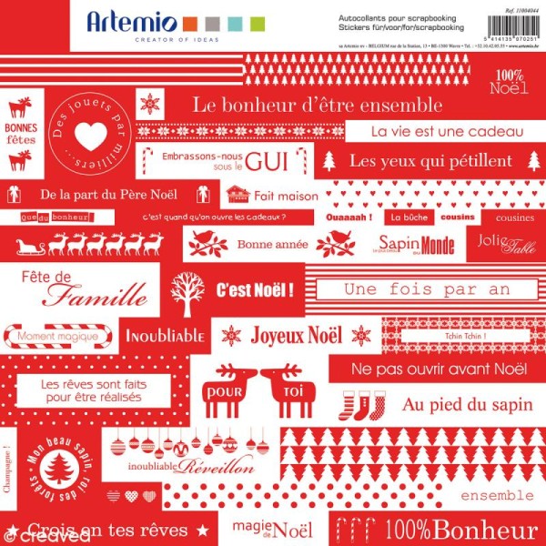 Stickers Noël Scandinave x 45 - 1 Planche 30,5 x 30,5 cm - Photo n°1