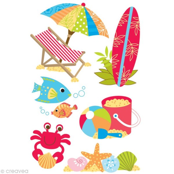 Sticker 3D - Vacances à la plage x 6 - Photo n°1