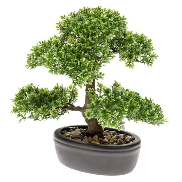 Emerald Mini Bonsaï Ficus Artificiel Vert 32 Cm 420002 - Photo n°1