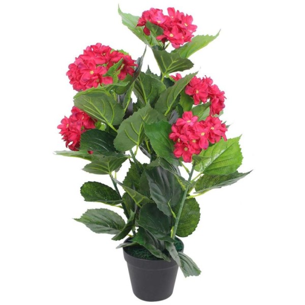 Vidaxl Plante Hortensia Artificielle Avec Pot 60 Cm Rouge - Photo n°1