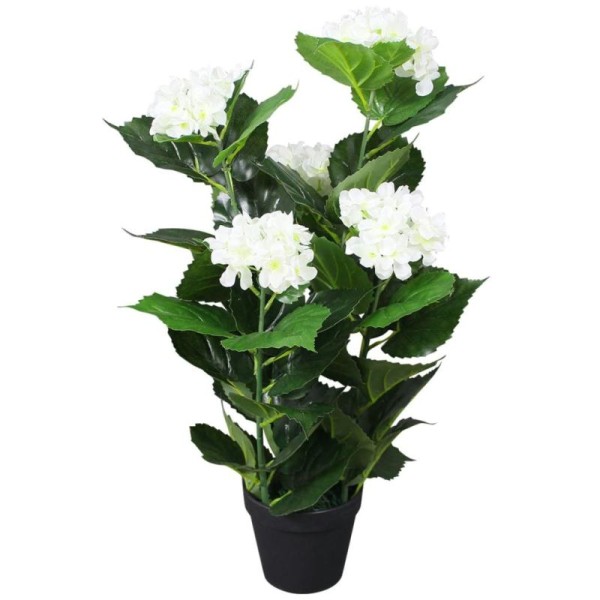 Vidaxl Plante Hortensia Artificielle Avec Pot 60 Cm Blanc - Photo n°1