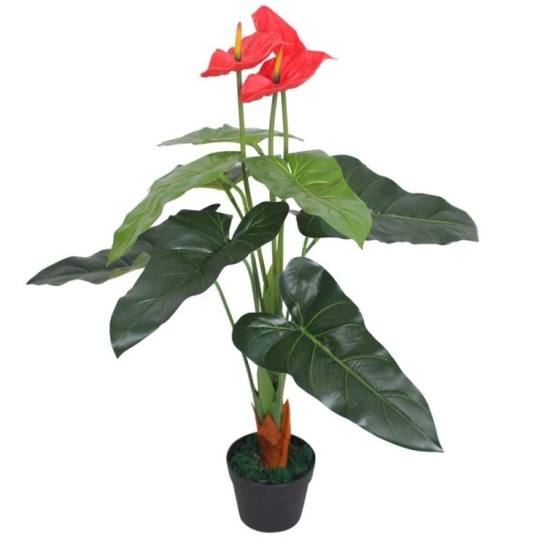 Vidaxl Plante Artificielle Avec Pot Anthurium 90 Cm Rouge Et Jaune - Photo n°1