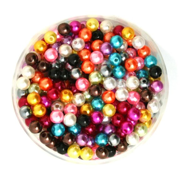 50 Perles 6mm Imitation Brillant Couleur Mixte Creation bijoux, bracelet - Photo n°1