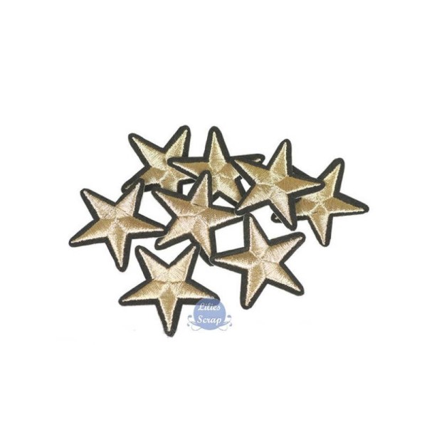 Pack de 4 écussons brodés thermocollants étoiles dorées 4,8 cm - Photo n°1
