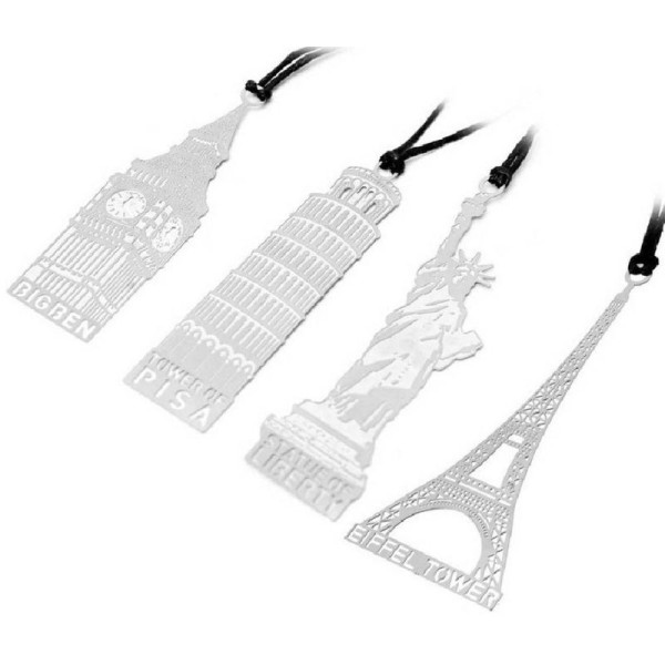 Marque pages signet en métal argenté Tour Eiffel Paris - Photo n°2