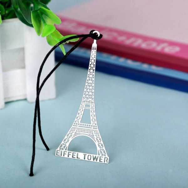 Marque pages signet en métal argenté Tour Eiffel Paris - Photo n°1
