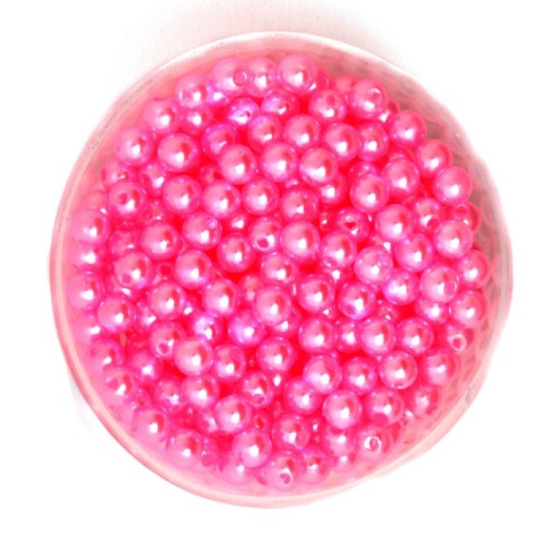 50 Perles 6mm Imitation Brillant Couleur Rose Creation bijoux, bracelet - Photo n°1