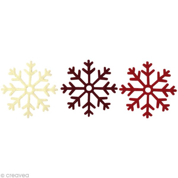 Flocon de neige en feutrine 6 cm Noël x6 - Photo n°1