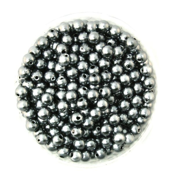 50 Perles 6mm Imitation Brillant Couleur Gris Creation bijoux, bracelet - Photo n°1