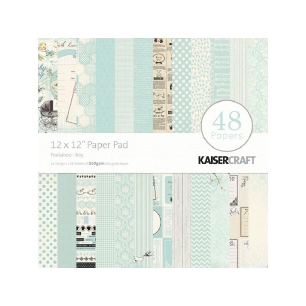 Bloc papier KAISERCRAFT - Peekaboo Boy - 30,5 x 30,5 - 48 feuilles - Photo n°1