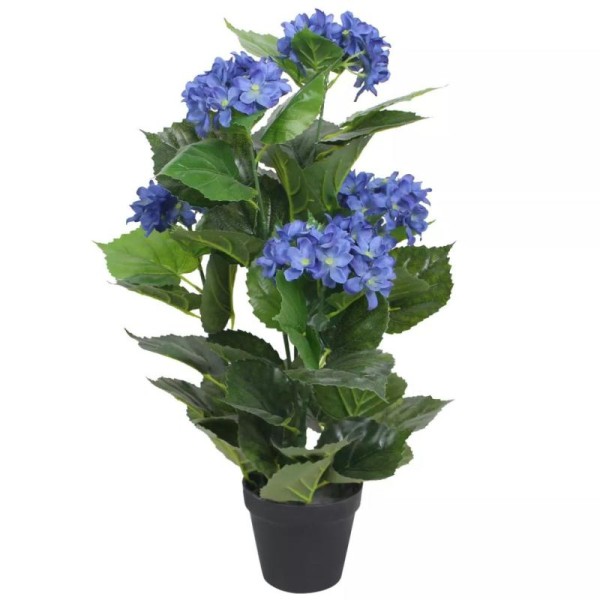 Vidaxl Plante Hortensia Artificielle Avec Pot 60 Cm Bleu - Photo n°1