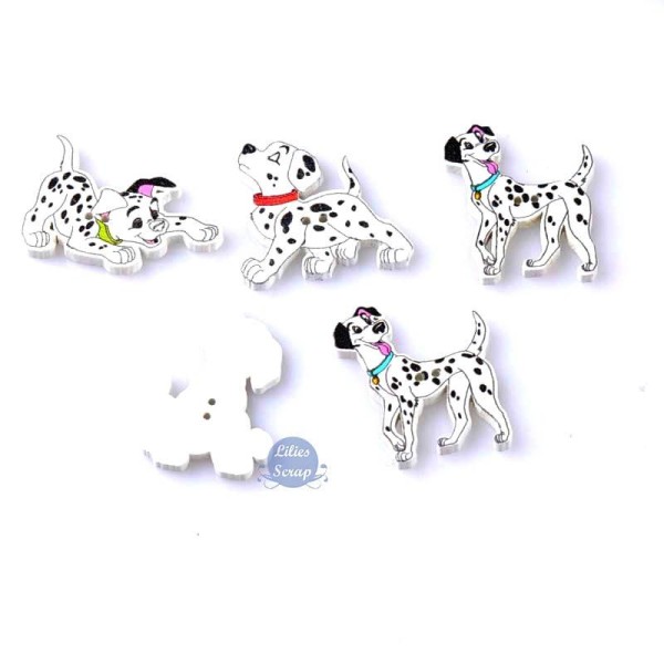 10 Boutons en bois chiens dalmatiens - 2 trous - Photo n°2
